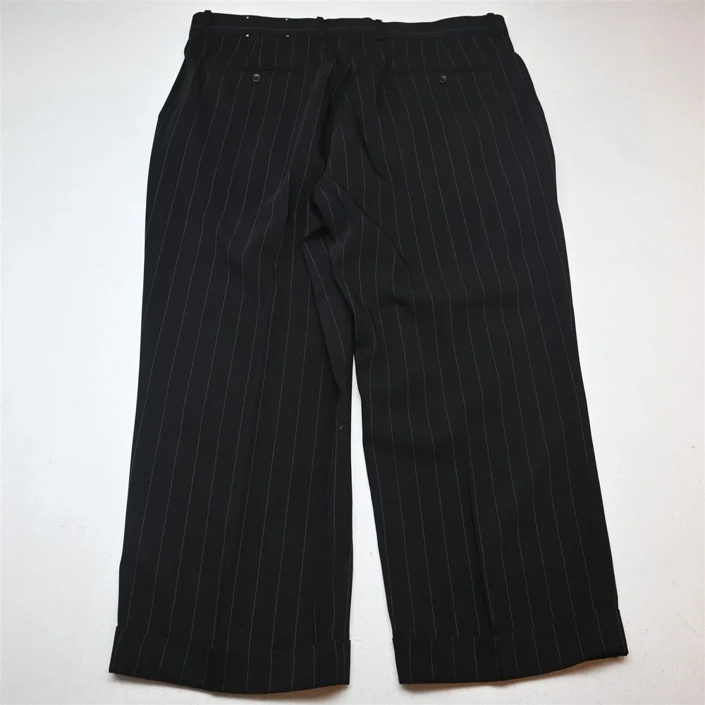 NEW Deadstock Vtg Y2K 2000s Boxy 48R 40x28 Black Striped Mens Jacket Pants Suit